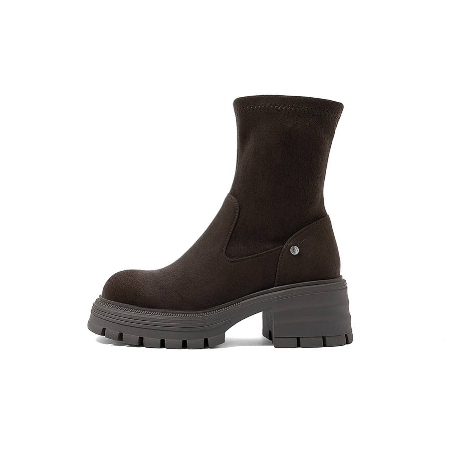 COMELY COMELY Stretch & Sock Boots Women's Black/Brown