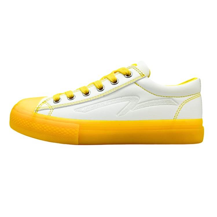 QIANJIN Synthetic Leather Wear resistant And Lightweight Low top Skateboard Shoes Women's Neon Yellow