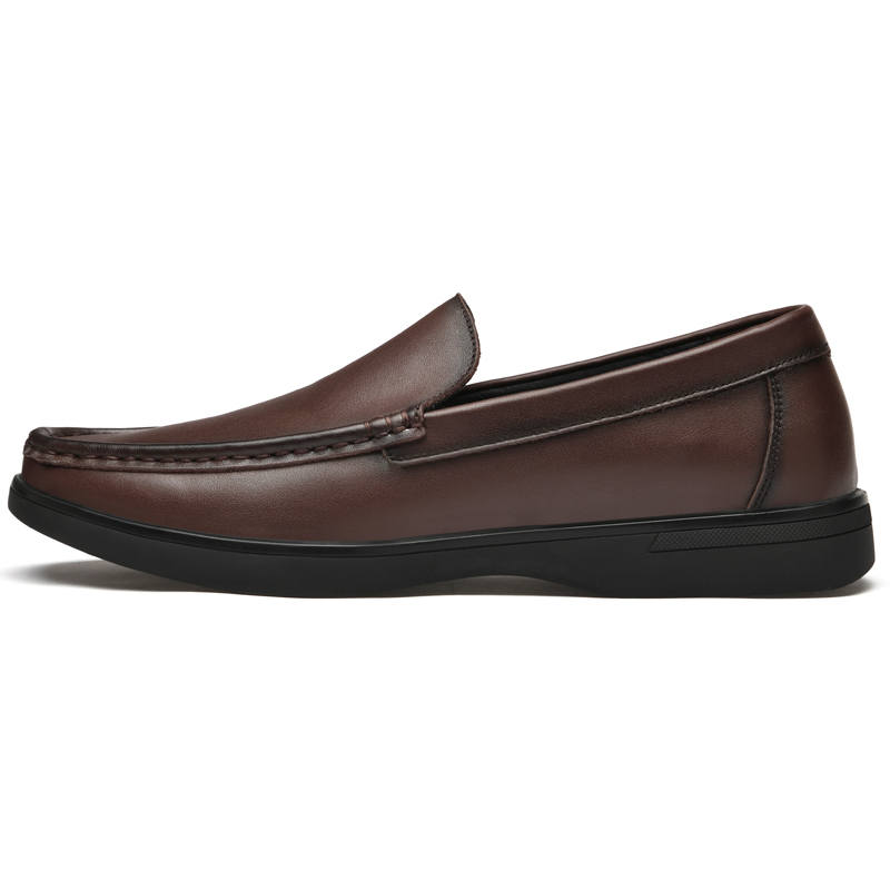 YINGLUNQISHI Top Grain Cow Leather Casual Shoes Men's Brown