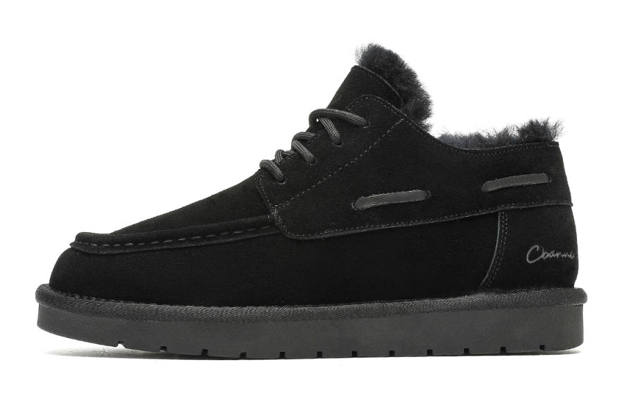 C°BANNER Cow Leather Fashion Fleece Lined Low top Casual Shoes Men's Black