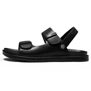 SHENGDAQISHI Top Grain Cow Leather Beach Sandals Men's