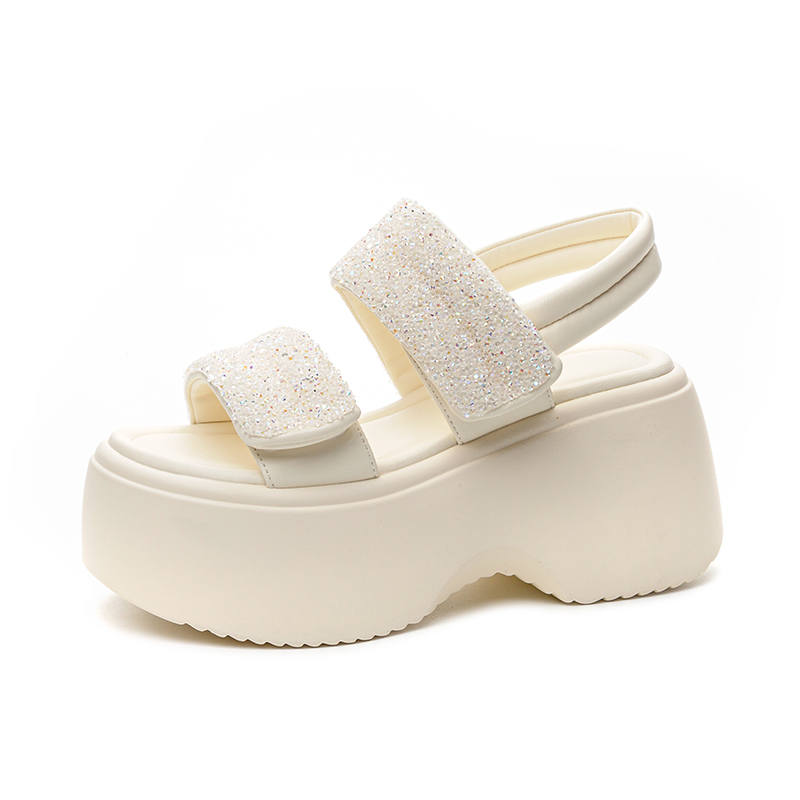 XIEGUIHUAYU Microfiber Leather One Strap Sandals 8cm Women's