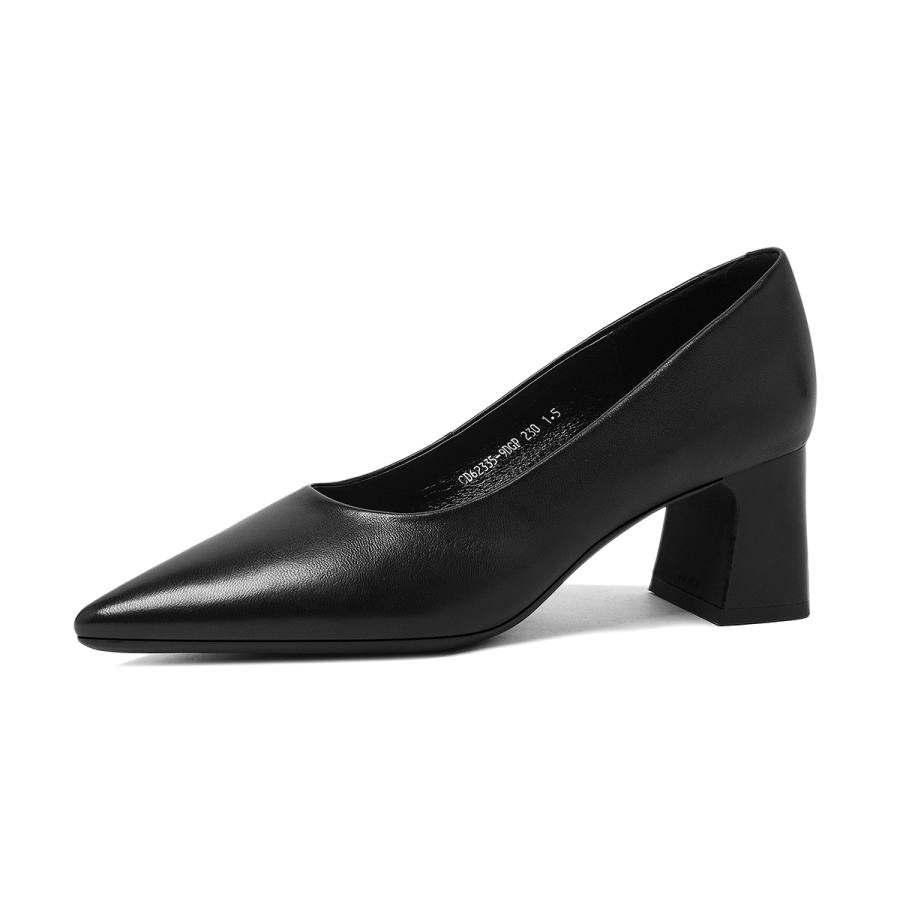 CAMEIDO Sheepskin Chunky Heel High Heels 6CM Women's