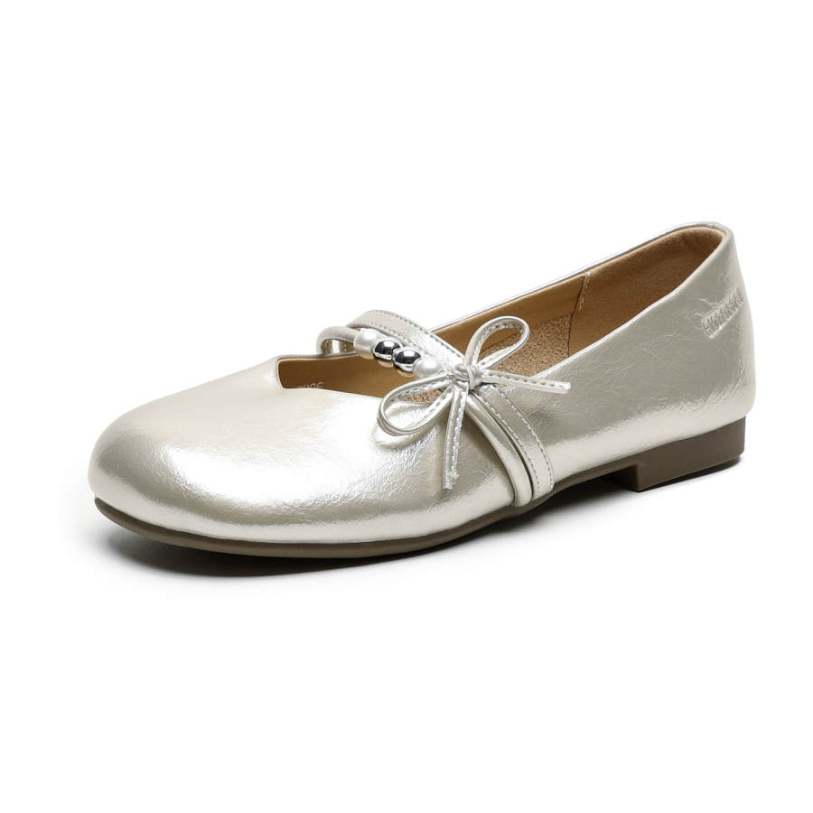 HUANAI Mary Jane Shoes Women's Ecru/Champagne Gold