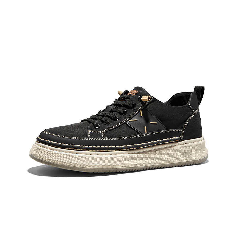 Hautton Jeans Synthetic Leather, Textile Abrasion Resistant Low top Skateboard Shoes Men's