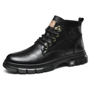 G5 Cow Split Leather Plain Short Combat Boots Men's