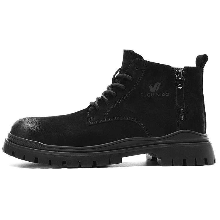 Rich birds Top Grain Pig Leather Short Combat Boots Men's Black