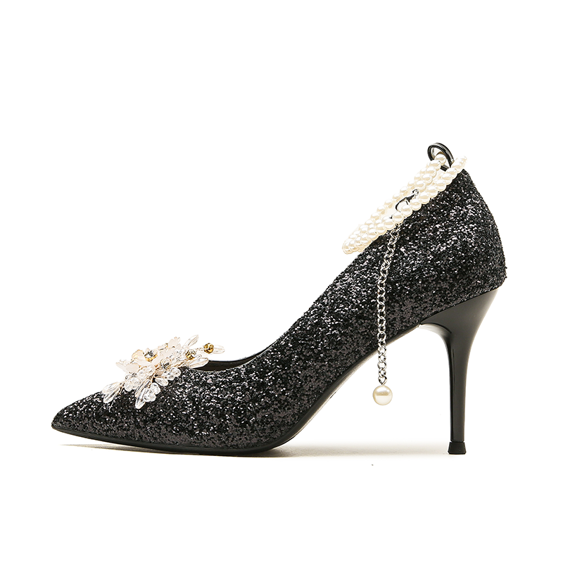 QITUMAUL Microfiber Leather Slim Heel High Heels Women's