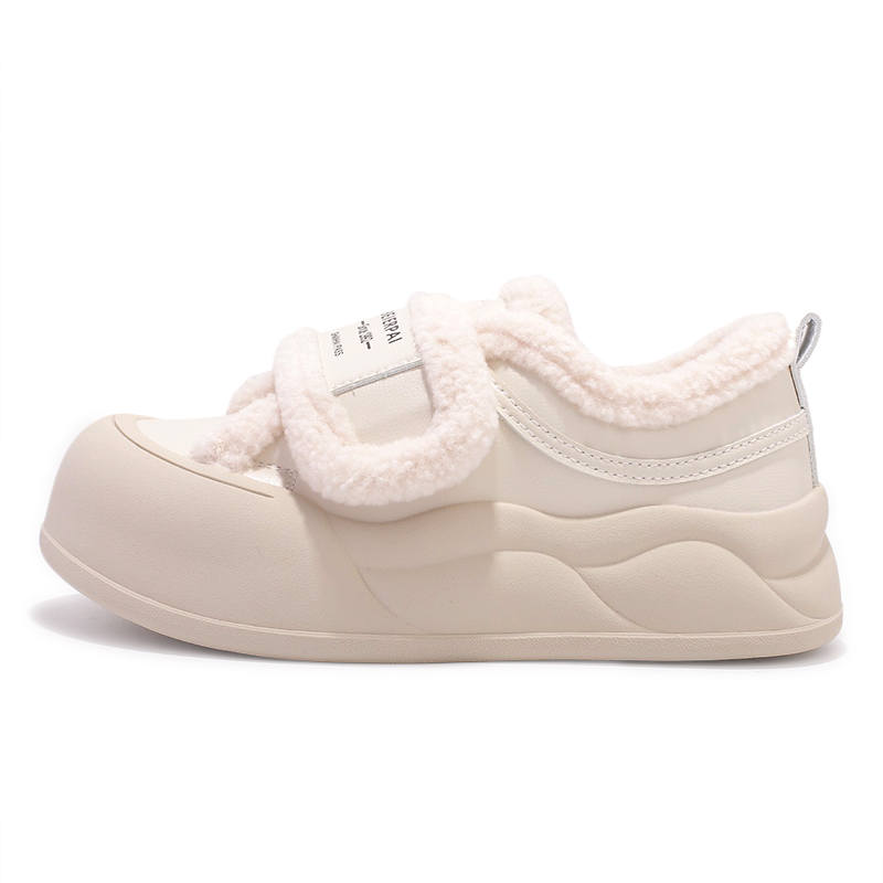 SNXR SNXR Artificial Leather Korean Style Versatile, Platform, Hook and Loop Lightweight, Fleece Lined Comfortable Low top