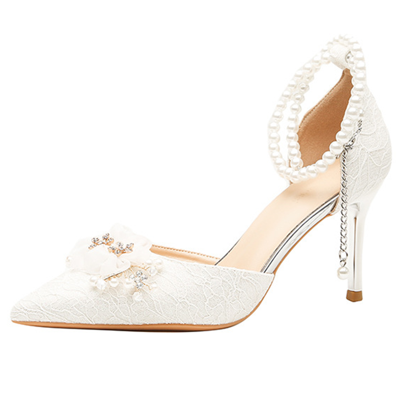 LANMOU LANMOU Slim Heel High Heels Women's White