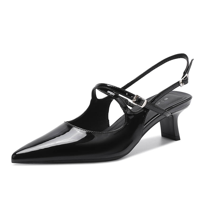 Ainer-cat Ainer cat Patent Leather Chunky Heel High Heels 5CM Women's