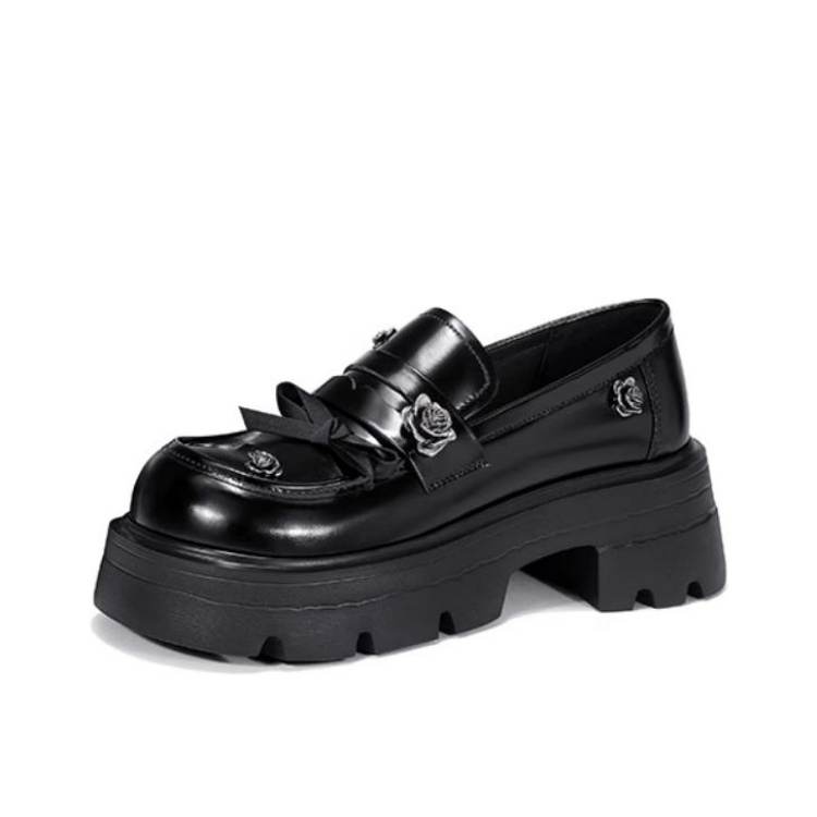 JESSICA SOPHIA Top Grain Cow Leather Loafers 5CM Women's