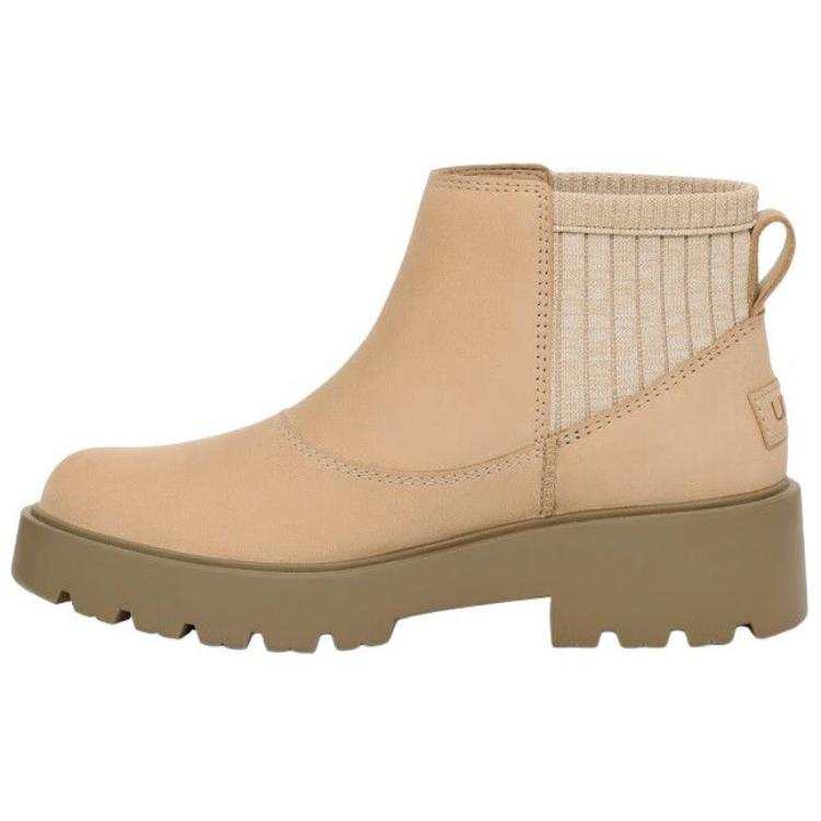 UGG Cow Leather Short Chelsea Boots Women's Mustard Seed