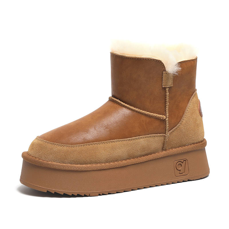O.L Thermal Abrasion Resistant Height Increasing Slip Resistant Soft And Comfortable 12cm Snow Boots Women's