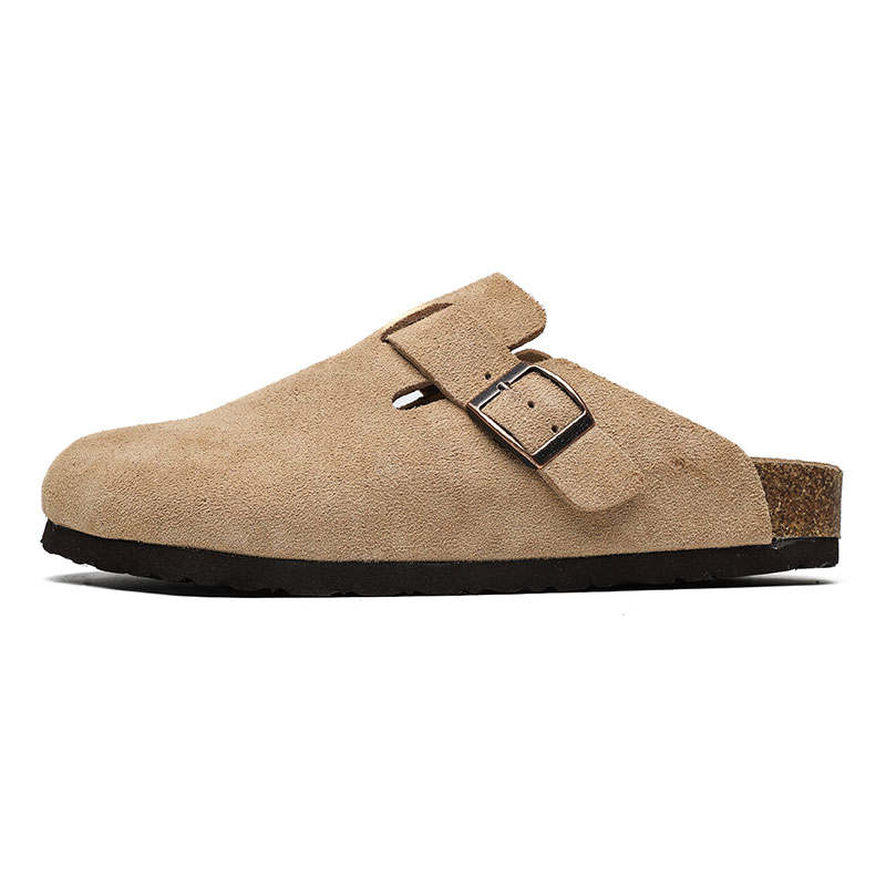KAQIAODI Cow Suede Closed Toe Slippers Unisex