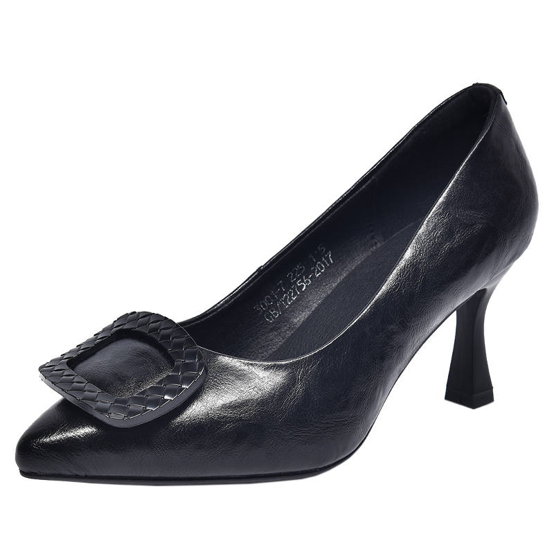 Devanro Devanro Top Grain Cow Leather Slim Heel High Heels 7cm Women's