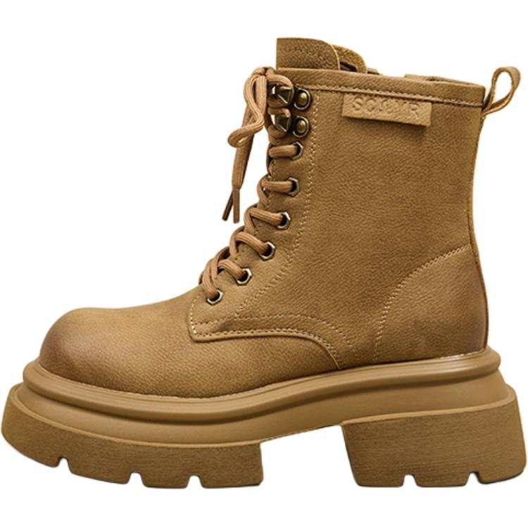 QINGZHUHU Combat Boots Women's Yellow