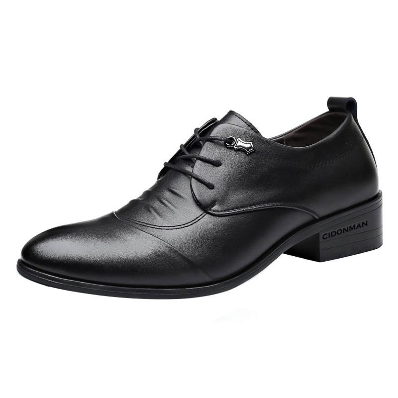 CITONGXIANSHENG Cow Split Leather Dress Shoes Men's Black