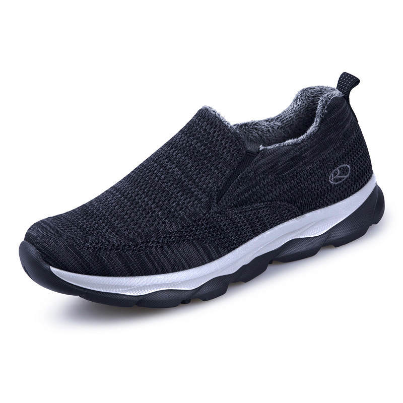 RONGSHI Fabric Winter Fleece Lined Thermal Insulated Shoes Comfortable Elderly Shoes Low top