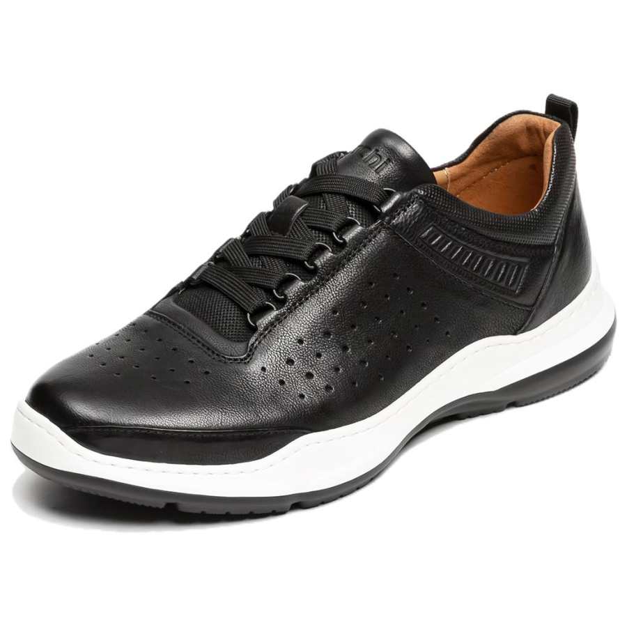 Satchi Top Grain Cow Leather Cushioning Slip Resistant Low top Casual Shoes Men's Black
