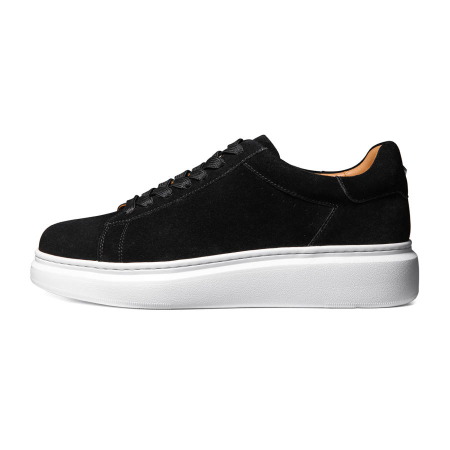 THOM WILLS Athleisure Suede Shoes Top Grain Cow Leather Low top Skateboard Shoes Men's Black