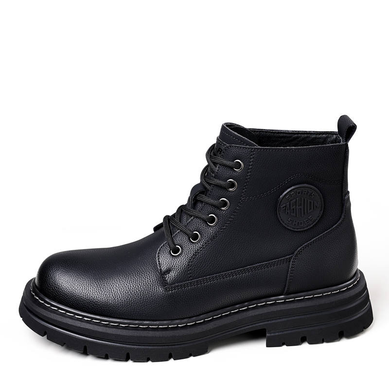 Shanpijiang PU Short Combat Boots Men's Black