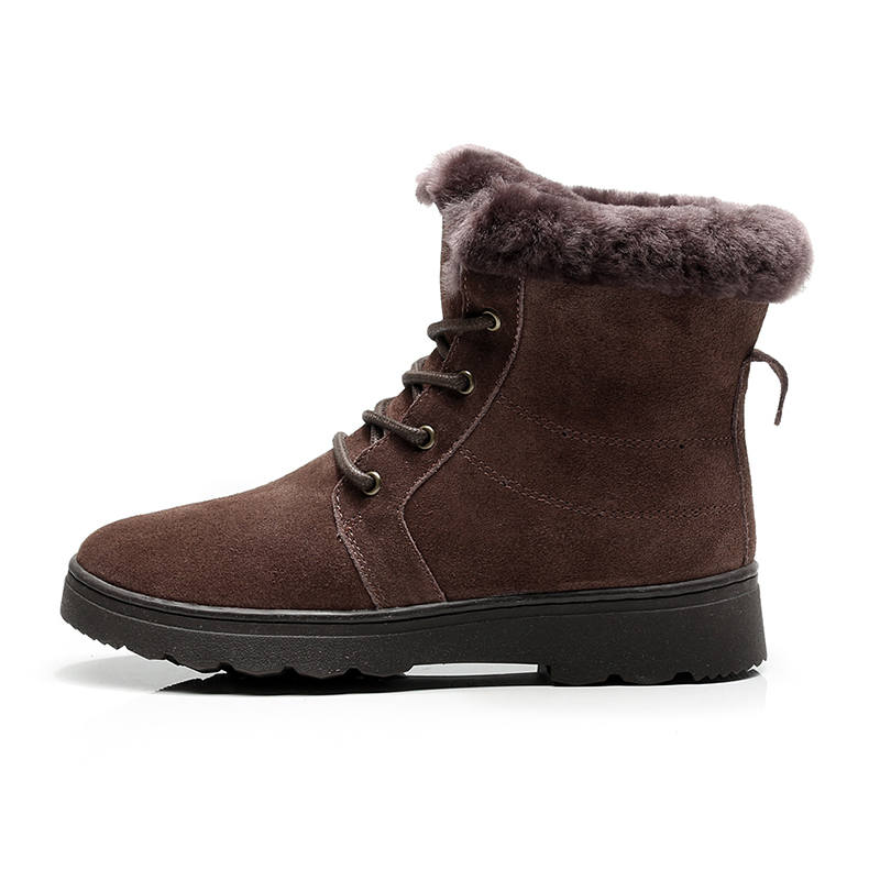 GUOLUOFEI Cow Suede Short Mid Calf Combat Boots Women's