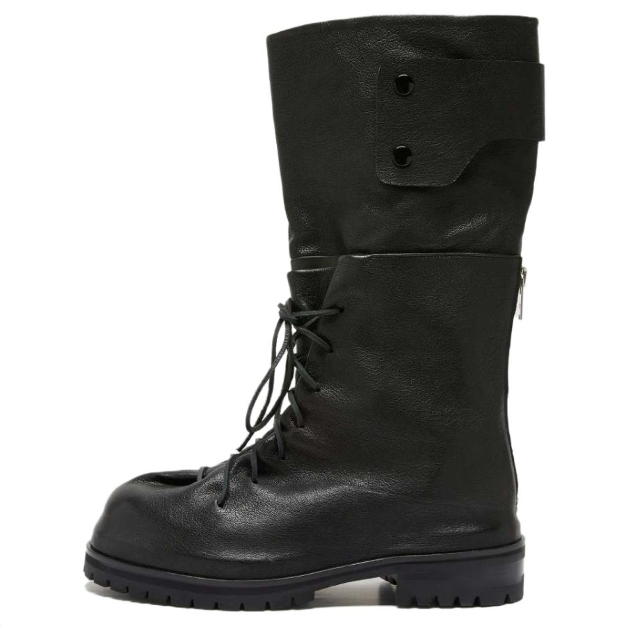 424 Leather Knee high Boots Men's Black
