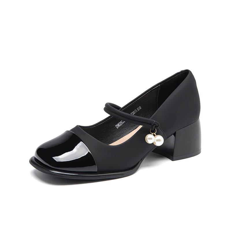 DUSTO PU Synthetic Leather Chunky Heel Mary Jane Shoes 5CM Women's
