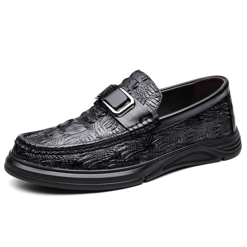 CKVUSAMG Top Grain Cow Leather Casual Shoes Men's Black