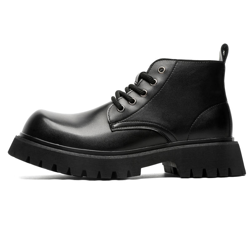 CHILANG CHILANG PU Short Combat Boots Men's Black
