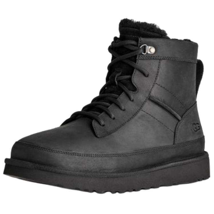 UGG Casual Heritage Thermal Fleece Lined, Cow Leather, Comfortable Round Toe Snow Boots Men's Black