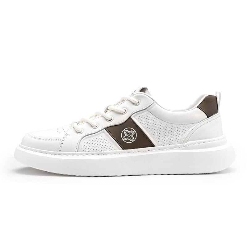 LAORENTOU Top Grain Cow Leather Fashion Trend Coverage Abrasion Resistant Balance Lightweight Low top Skateboard Shoes