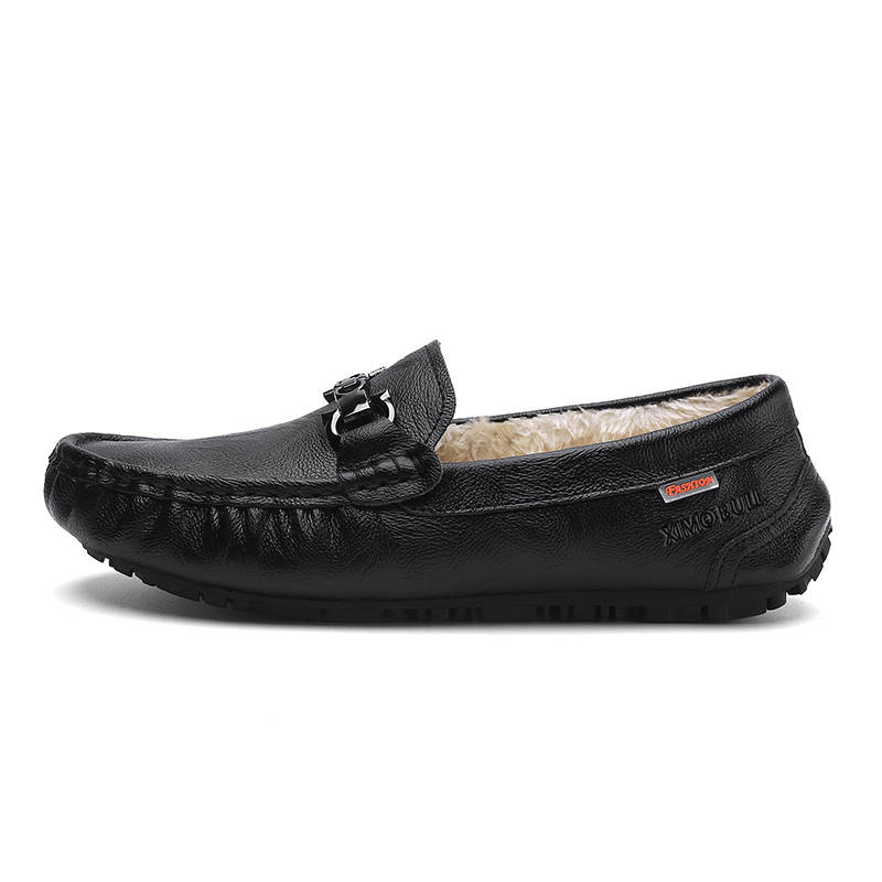 XIMO BULL Cow Split Leather Casual Shoes Men's Black