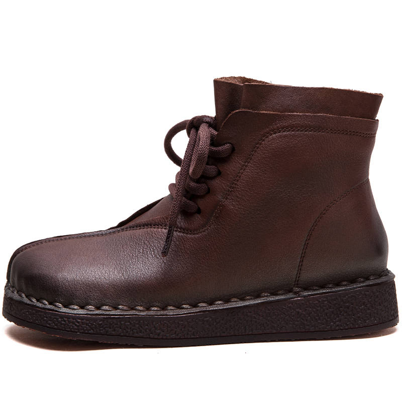 JIEZHOU Top Grain Cow Leather Ankle Boots 4cm Women's