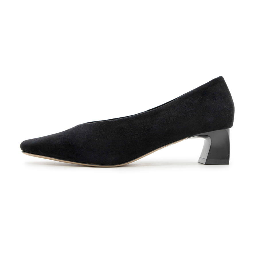 FED Sheep Suede Chunky Heel High Heels 4cm Women's Black