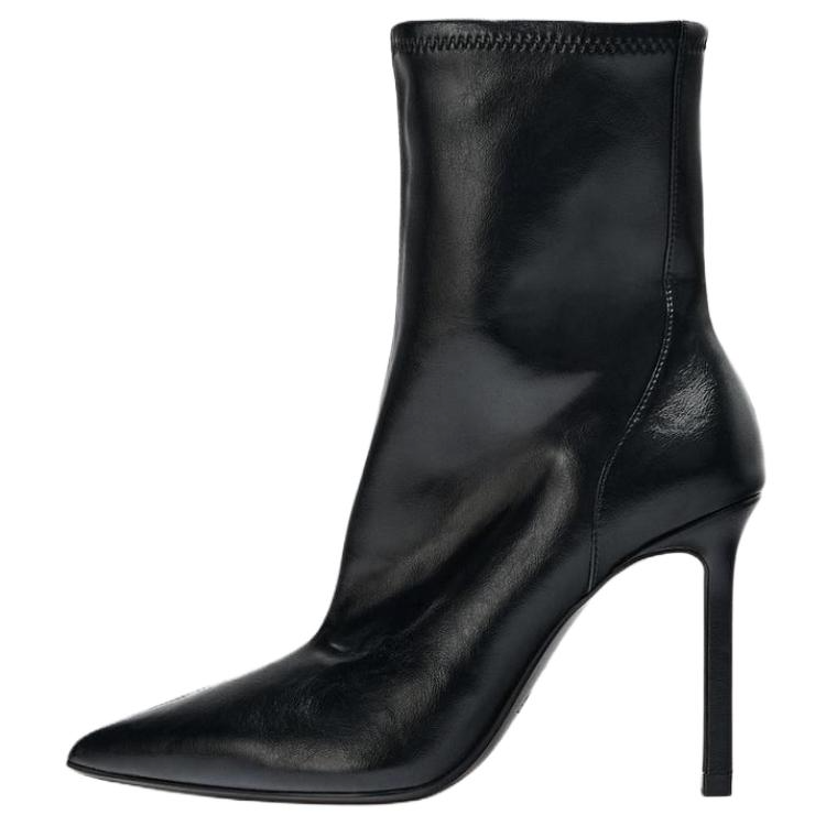 ZARA Pu Ankle Boots 10cm Women's Black