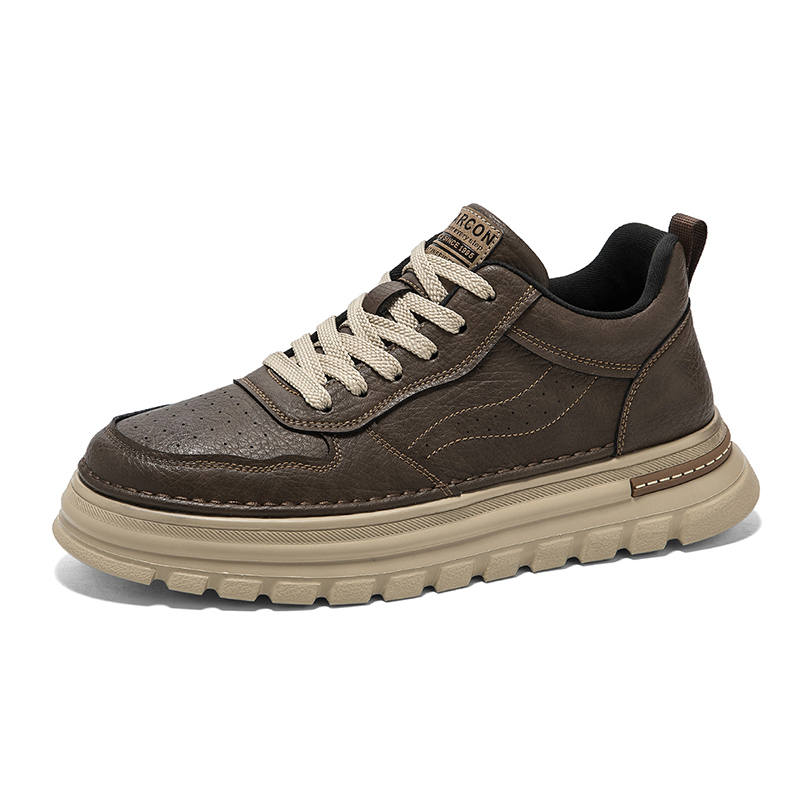 YEARCON Skateboard Shoes Men's Low Top Olive Brown, Black, Chestnut Brown