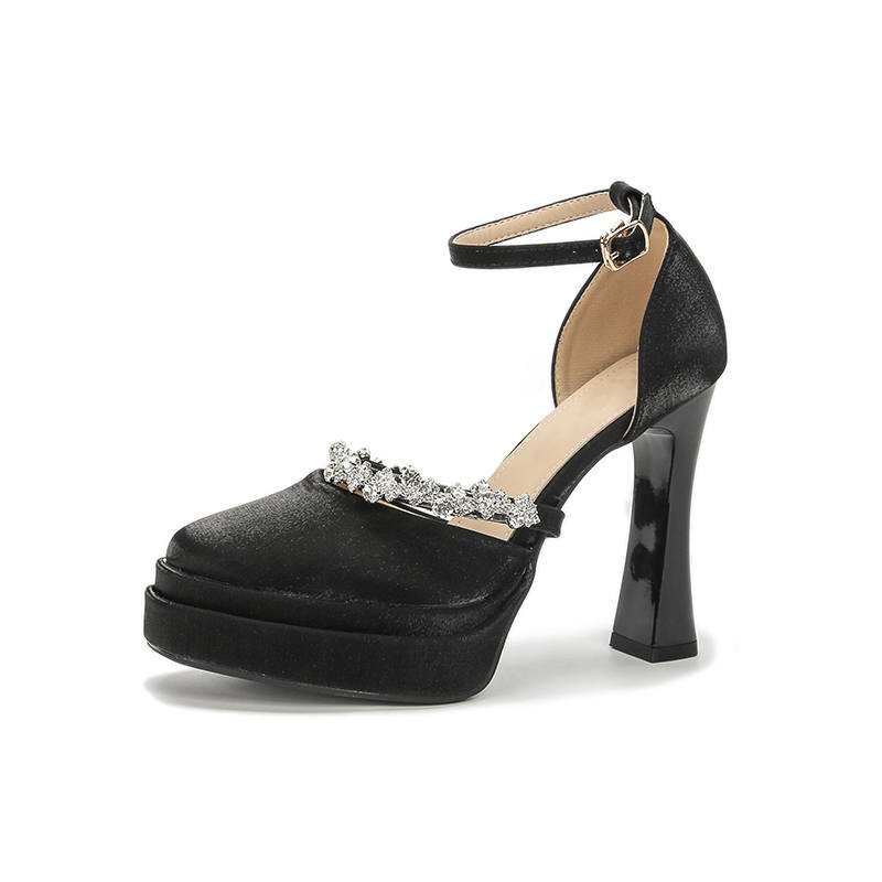Zubumei Silk Chunky Heel High Heels Women's