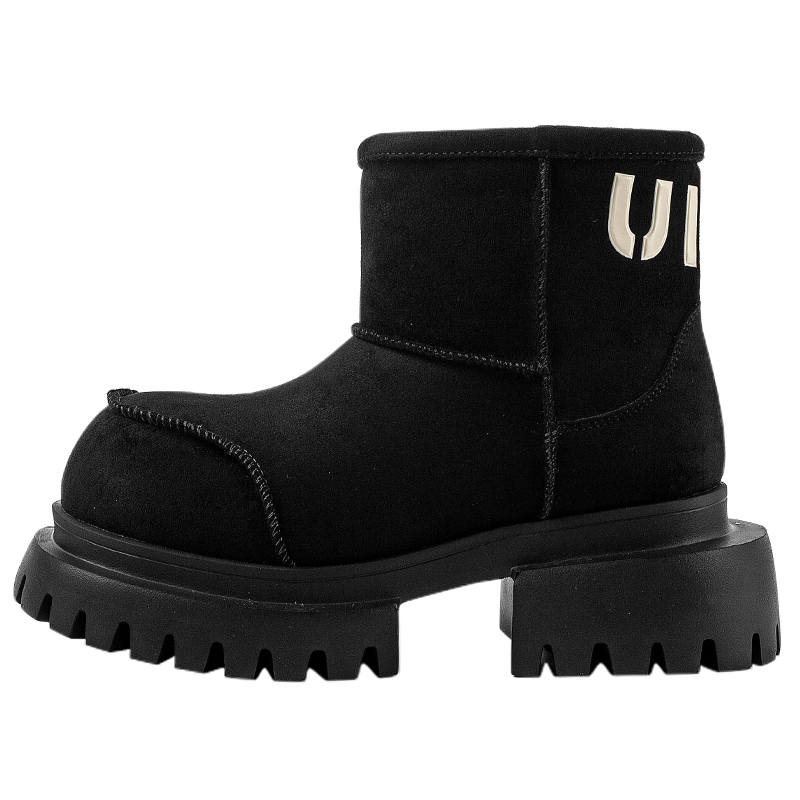MIAOLV Suede Vintage Style Fleece Lined Fashion Versatile Platform Short Snow Boots Women's