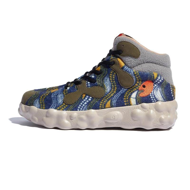 U.IN Painted Travel Shoes Figuras 3 Africa Artistic Collection Mid top Chunky Sneakers Men's