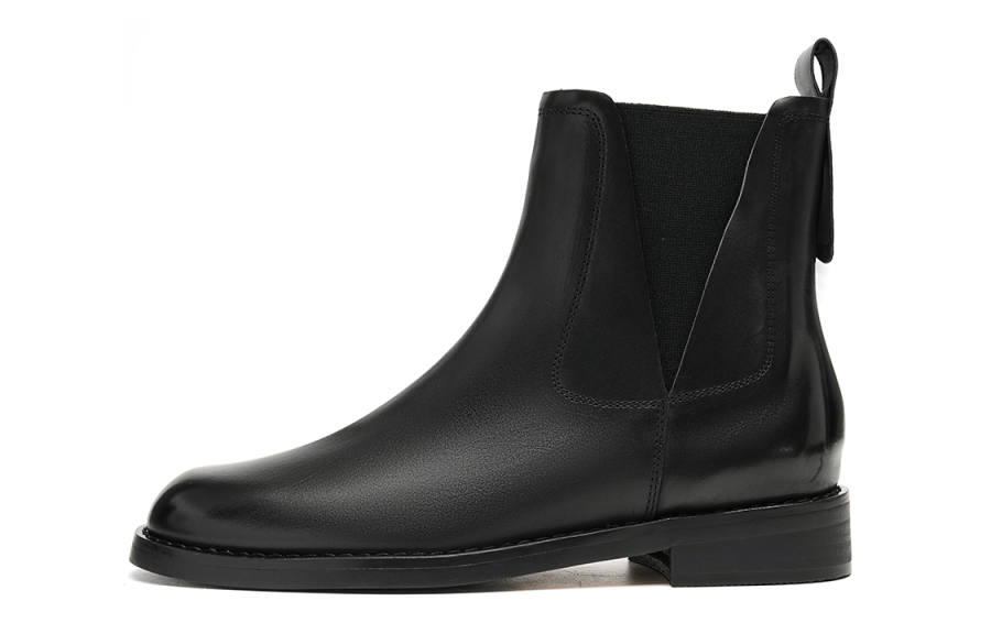 EBLAN Cow Leather Short Chelsea Boots Women's Black