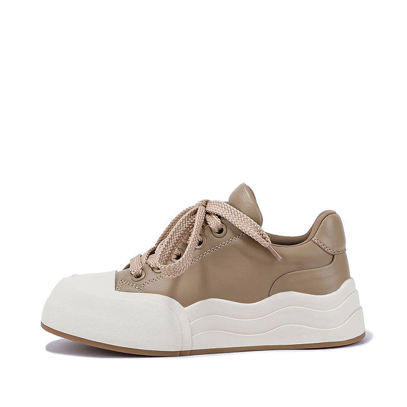 BELLALILY Cow Leather Slip Resistant, Lightweight, And Breathable Low top Skateboard Shoes Women's