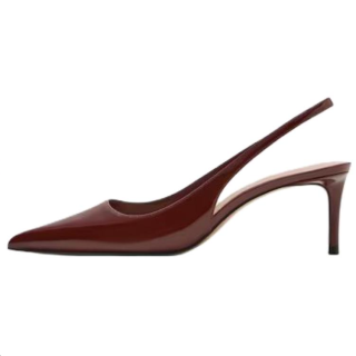 MANGO Patent Leather Slim Heel High Heels 6CM Women's Burgundy