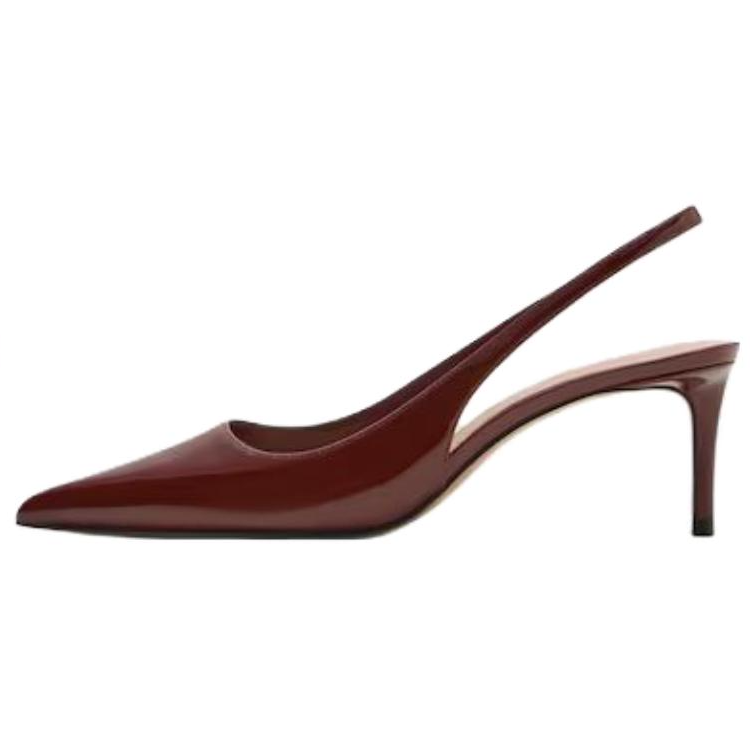 MANGO Patent Leather Slim Heel High Heels 6CM Women's Burgundy