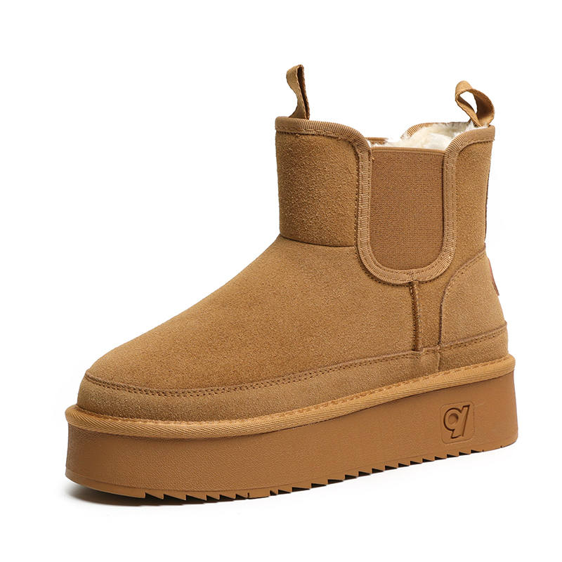 O.L Cow Suede Thermal Abrasion Resistant Slip Resistant Short Snow Boots Women's