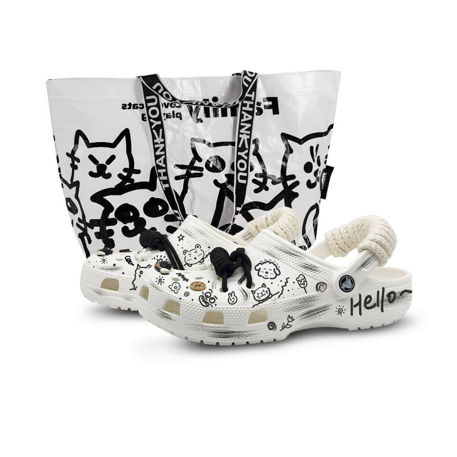 Crocs Crocs Classic Clog Happy Graffiti, Special Shopping Bag EVA Clogs Unisex