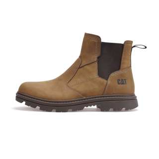 CAT Practitioner Cow Split Leather Short Chelsea Boots Men's Brown