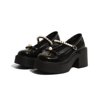 MXGM Microfiber Leather Chunky Heel Mary Jane Shoes Women's