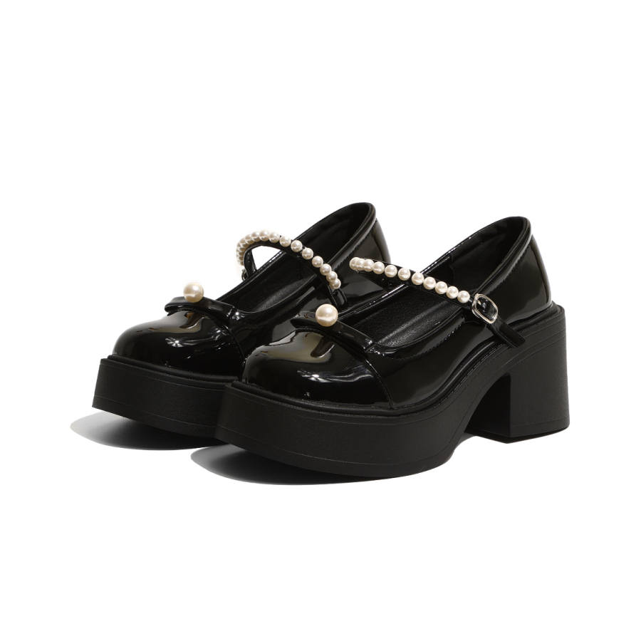 MXGM Microfiber Leather Chunky Heel Mary Jane Shoes Women's